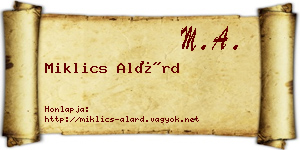 Miklics Alárd névjegykártya